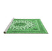 Sideview of Machine Washable Medallion Emerald Green Traditional Area Rugs, wshtr1585emgrn