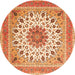 Machine Washable Medallion Orange Traditional Area Rugs, wshtr1585org