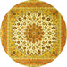 Round Medallion Yellow Traditional Rug, tr1585yw