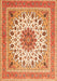 Serging Thickness of Machine Washable Medallion Orange Traditional Area Rugs, wshtr1585org