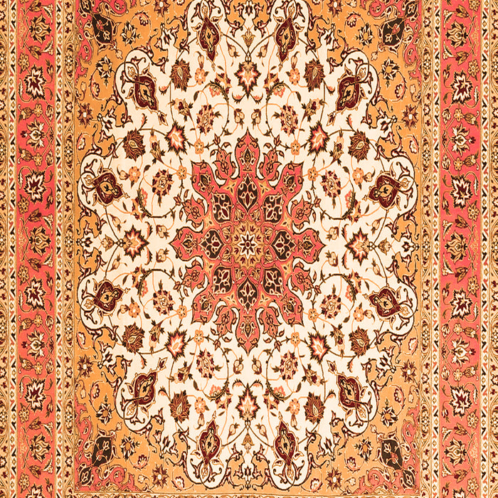 Serging Thickness of Machine Washable Medallion Orange Traditional Area Rugs, wshtr1585org