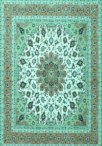 Medallion Turquoise Traditional Rug, tr1585turq