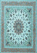 Machine Washable Medallion Light Blue Traditional Rug, wshtr1585lblu