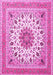 Machine Washable Medallion Pink Traditional Rug, wshtr1585pnk