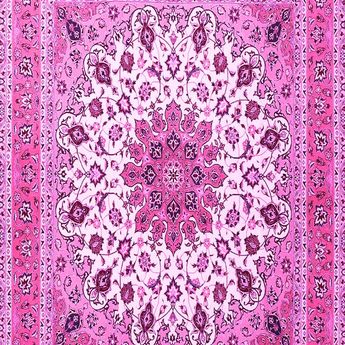 Machine Washable Medallion Pink Traditional Rug, wshtr1585pnk