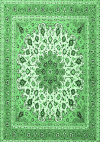 Medallion Emerald Green Traditional Rug, tr1585emgrn