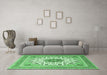 Machine Washable Medallion Emerald Green Traditional Area Rugs in a Living Room,, wshtr1585emgrn