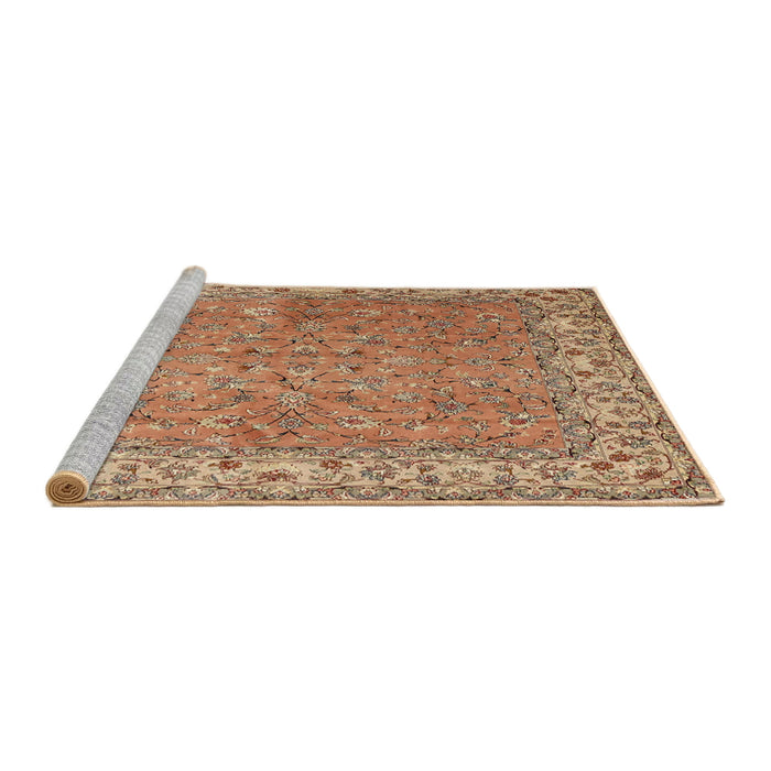 Sideview of Machine Washable Traditional Sand Brown Rug, wshtr1586