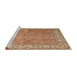 Sideview of Machine Washable Traditional Sand Brown Rug, wshtr1586