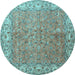 Round Persian Light Blue Traditional Rug, tr1586lblu