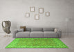 Machine Washable Persian Green Traditional Area Rugs in a Living Room,, wshtr1586grn