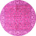 Round Persian Pink Traditional Rug, tr1586pnk