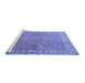 Sideview of Machine Washable Persian Blue Traditional Rug, wshtr1586blu