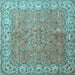 Square Machine Washable Persian Light Blue Traditional Rug, wshtr1586lblu