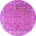 Round Machine Washable Persian Purple Traditional Area Rugs, wshtr1586pur