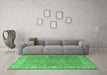 Machine Washable Persian Emerald Green Traditional Area Rugs in a Living Room,, wshtr1586emgrn