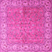 Square Machine Washable Persian Pink Traditional Rug, wshtr1586pnk