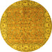 Round Persian Yellow Traditional Rug, tr1586yw