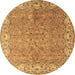 Round Persian Brown Traditional Rug, tr1586brn