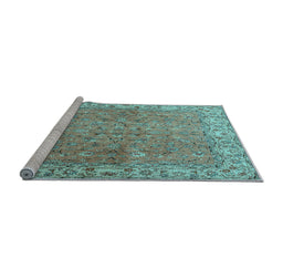 Sideview of Machine Washable Persian Light Blue Traditional Rug, wshtr1586lblu