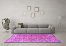 Machine Washable Persian Purple Traditional Area Rugs in a Living Room, wshtr1586pur