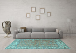 Machine Washable Persian Light Blue Traditional Rug in a Living Room, wshtr1586lblu