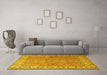 Machine Washable Persian Yellow Traditional Rug in a Living Room, wshtr1586yw