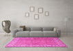 Machine Washable Persian Pink Traditional Rug in a Living Room, wshtr1586pnk