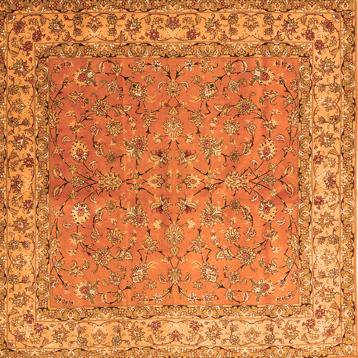 Round Machine Washable Persian Orange Traditional Area Rugs, wshtr1586org