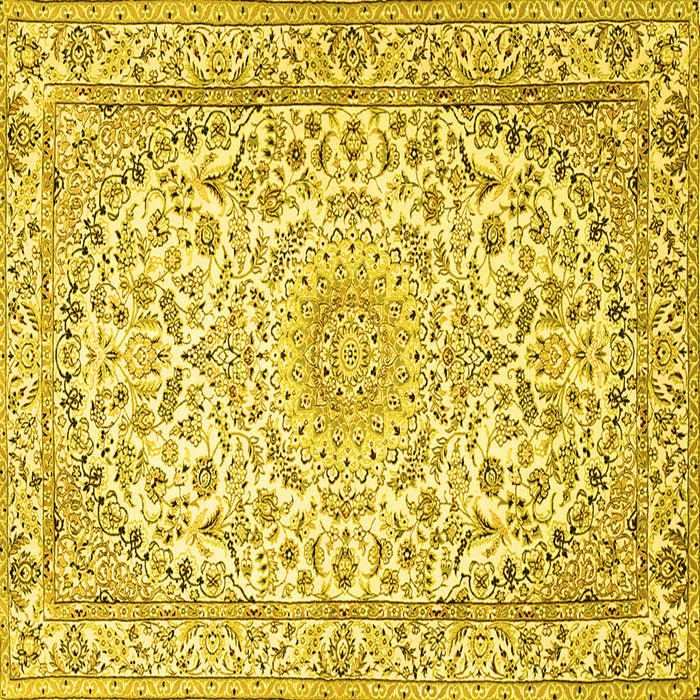 Square Medallion Yellow Traditional Rug, tr1587yw