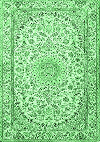 Medallion Emerald Green Traditional Rug, tr1587emgrn