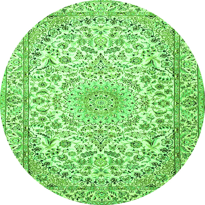 Square Medallion Green Traditional Rug, tr1587grn