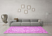 Machine Washable Medallion Pink Traditional Rug in a Living Room, wshtr1587pnk