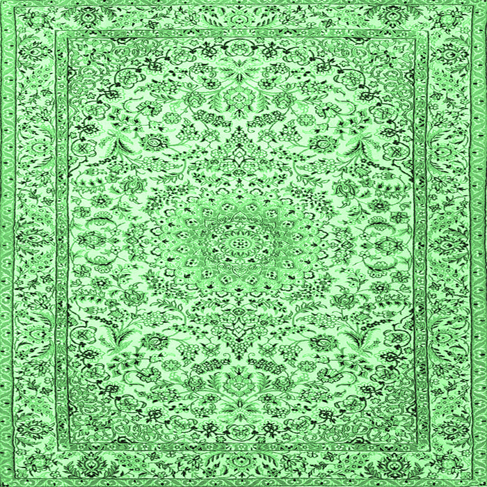 Square Medallion Emerald Green Traditional Rug, tr1587emgrn