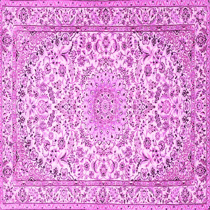 Square Machine Washable Medallion Pink Traditional Rug, wshtr1587pnk