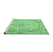 Sideview of Machine Washable Medallion Emerald Green Traditional Area Rugs, wshtr1587emgrn