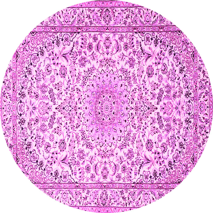 Round Medallion Pink Traditional Rug, tr1587pnk