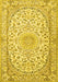 Machine Washable Medallion Yellow Traditional Rug, wshtr1587yw