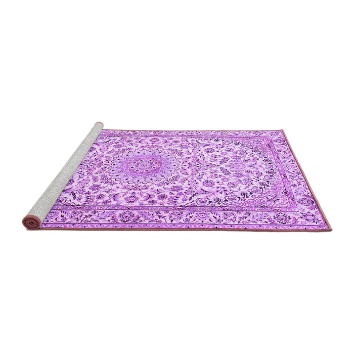 Sideview of Machine Washable Medallion Purple Traditional Area Rugs, wshtr1587pur
