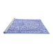 Sideview of Machine Washable Medallion Blue Traditional Rug, wshtr1587blu