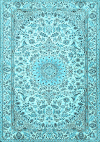 Medallion Light Blue Traditional Rug, tr1587lblu