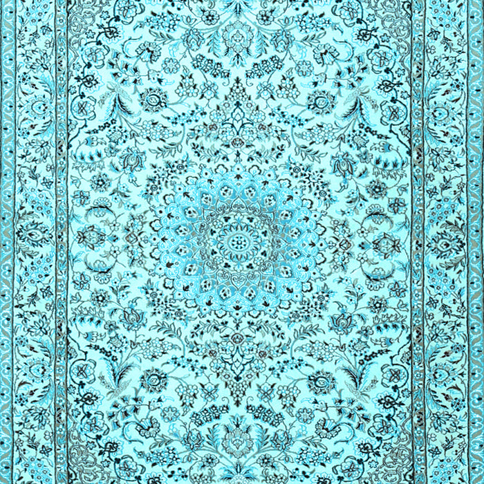 Medallion Light Blue Traditional Rug, tr1587lblu