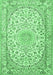 Machine Washable Medallion Emerald Green Traditional Area Rugs, wshtr1587emgrn