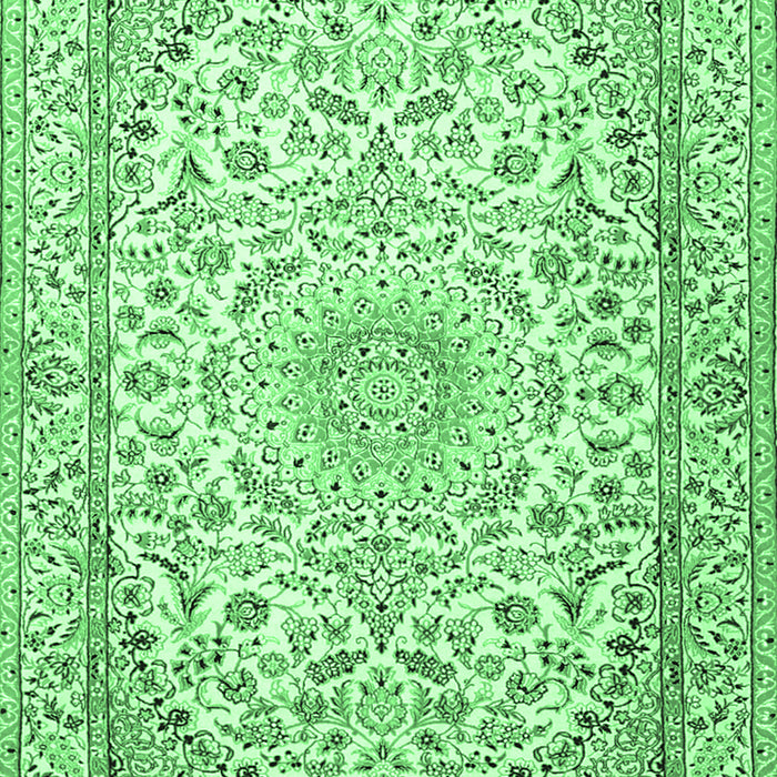 Machine Washable Medallion Emerald Green Traditional Area Rugs, wshtr1587emgrn