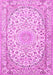 Machine Washable Medallion Pink Traditional Rug, wshtr1587pnk