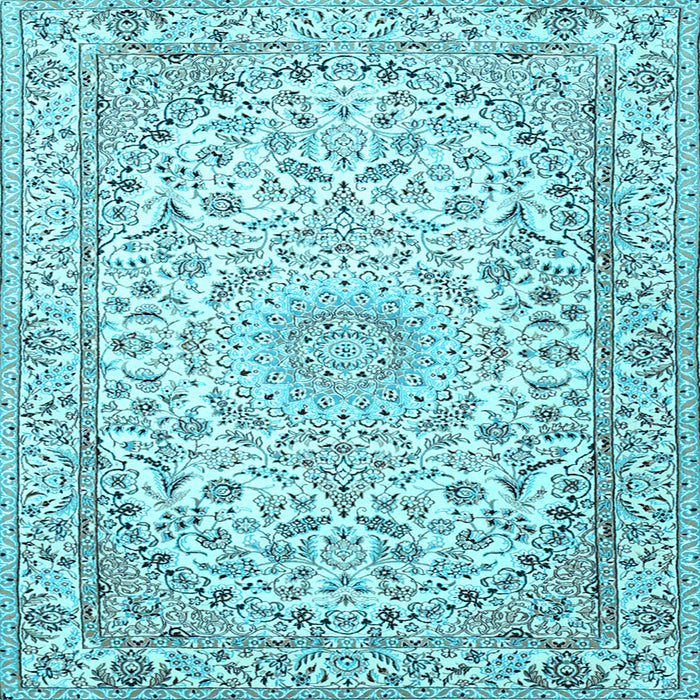 Square Medallion Light Blue Traditional Rug, tr1587lblu