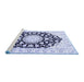 Sideview of Machine Washable Medallion Blue Traditional Rug, wshtr1588blu