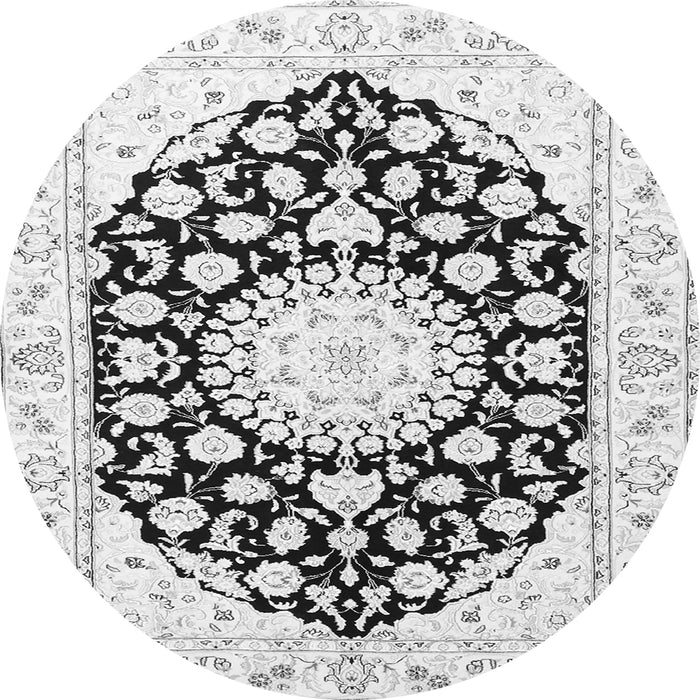 Machine Washable Medallion Gray Traditional Rug, wshtr1588gry