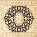 Square Machine Washable Medallion Brown Traditional Rug, wshtr1588brn