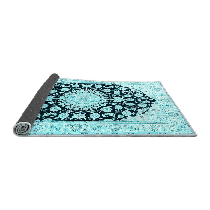 Sideview of Medallion Light Blue Traditional Rug, tr1588lblu